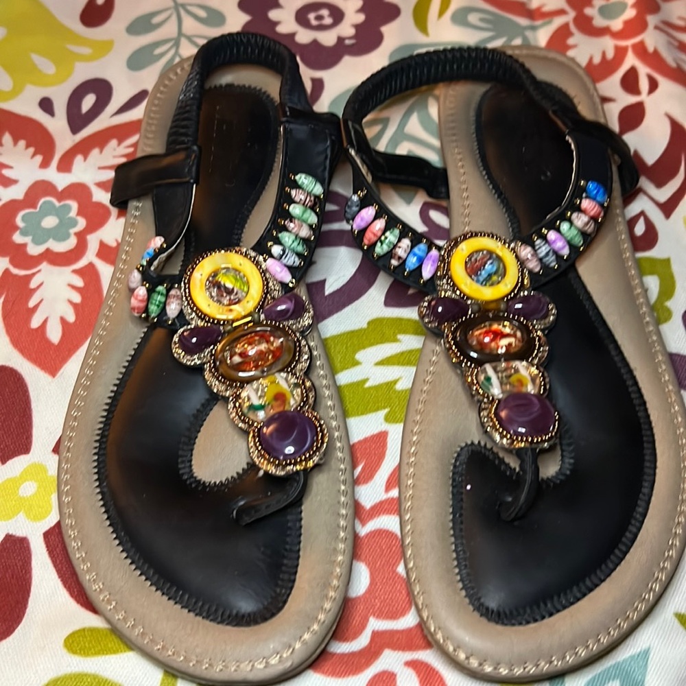 Siketu beaded thong sandals size 42- 10.5